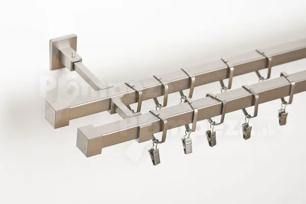 Garniža galvanizovaná dvojtyčová Quatro 20x20 mm farba Satin nikel